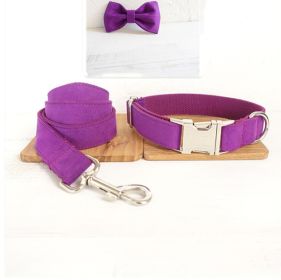 Pet bow tie Solid dog collar bow accessories (Option: Purple Cset-XL)